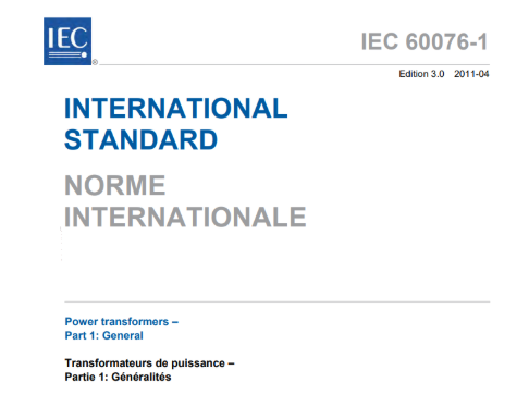 Cover of IEC 60076-1 Power transformers Part 1 General
