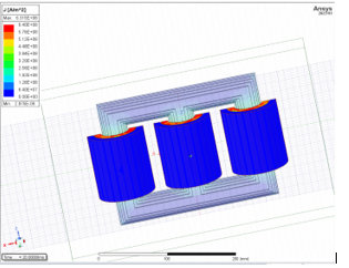 Simulation view of electric-current density in transformer equipment